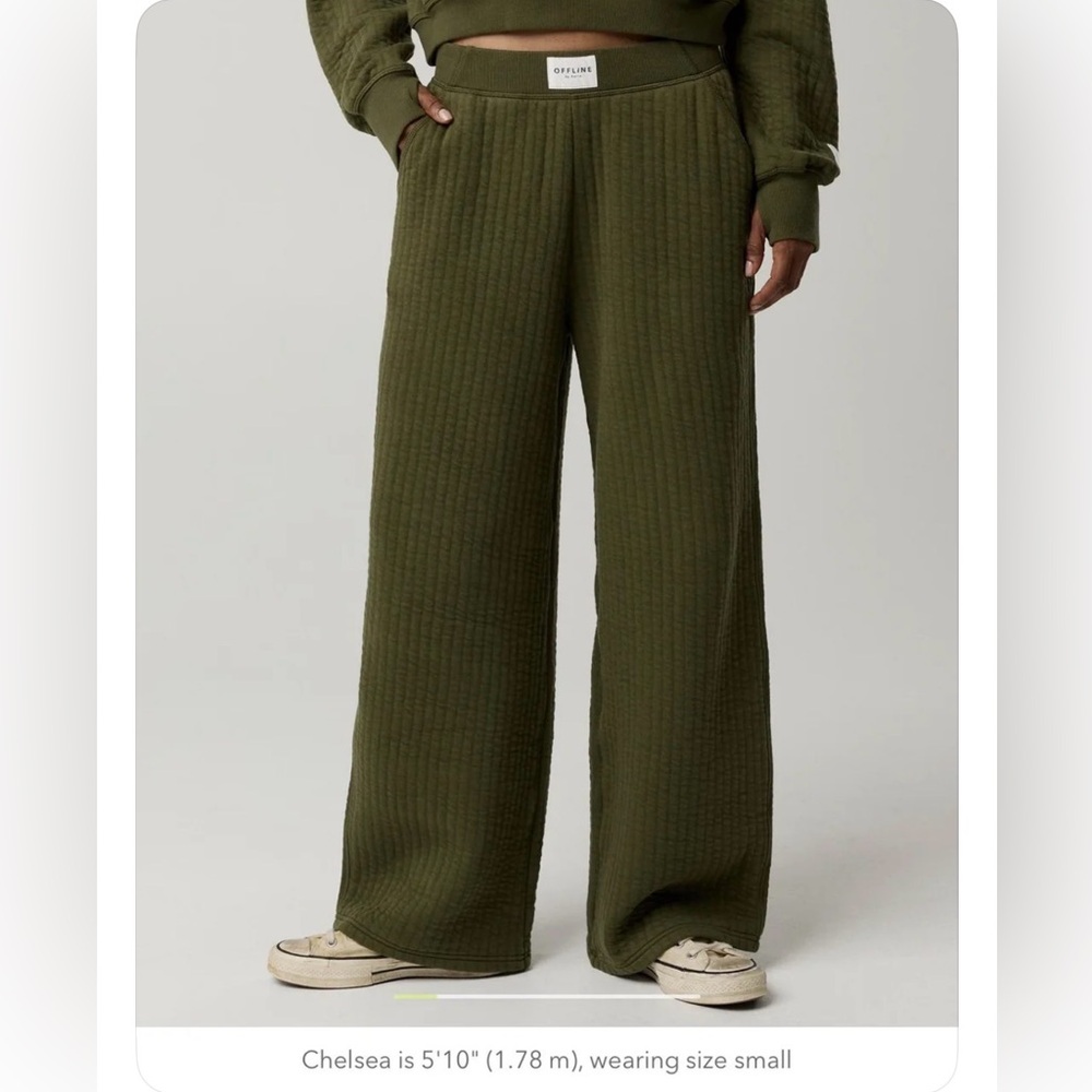 Aerie Offline Coffee Run Trouser in Military Green, Size Medium,(regular) NWT
